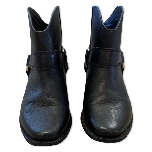 Joie Ankle Boot Bootie Black Leather with Silver Harness Detail Size 6.5 - Picture 3 of 8